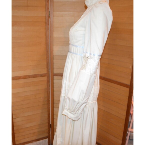 Gunne Sax Ivory Peasant Country Eclectic Bohemian Dress 1970s - Picture 7 of 8